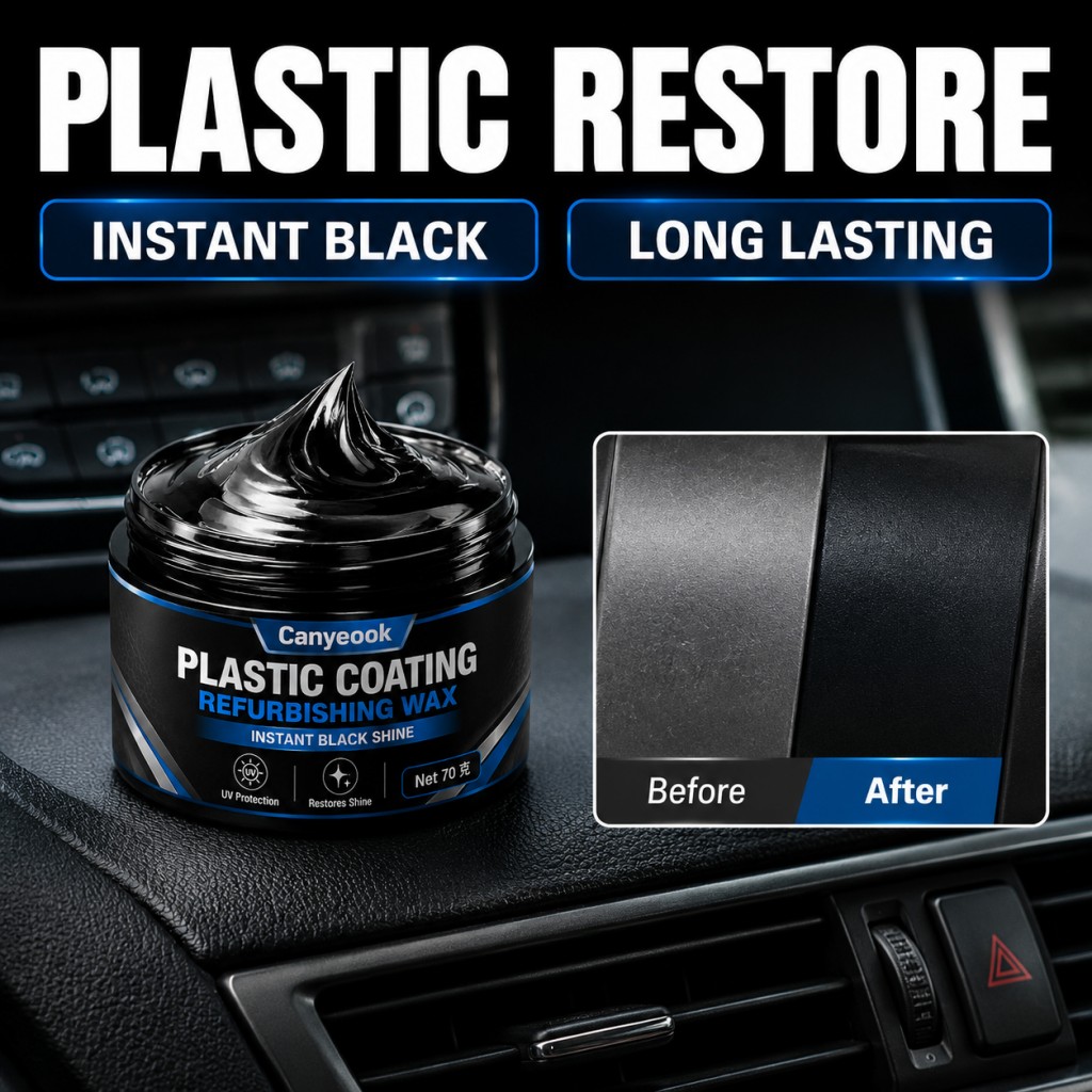 Trim Restorer Plastic - CANYEOOK แว็กซ์เคลือบเงาสำหรับตกแต่งขอบพลาสติก - ช่วยลบรอยขีดข่วนและสีซีดจาง คืนความเงางามเหมือนใหม่ พร้อมเคลือบป้องกันสีเหลือง